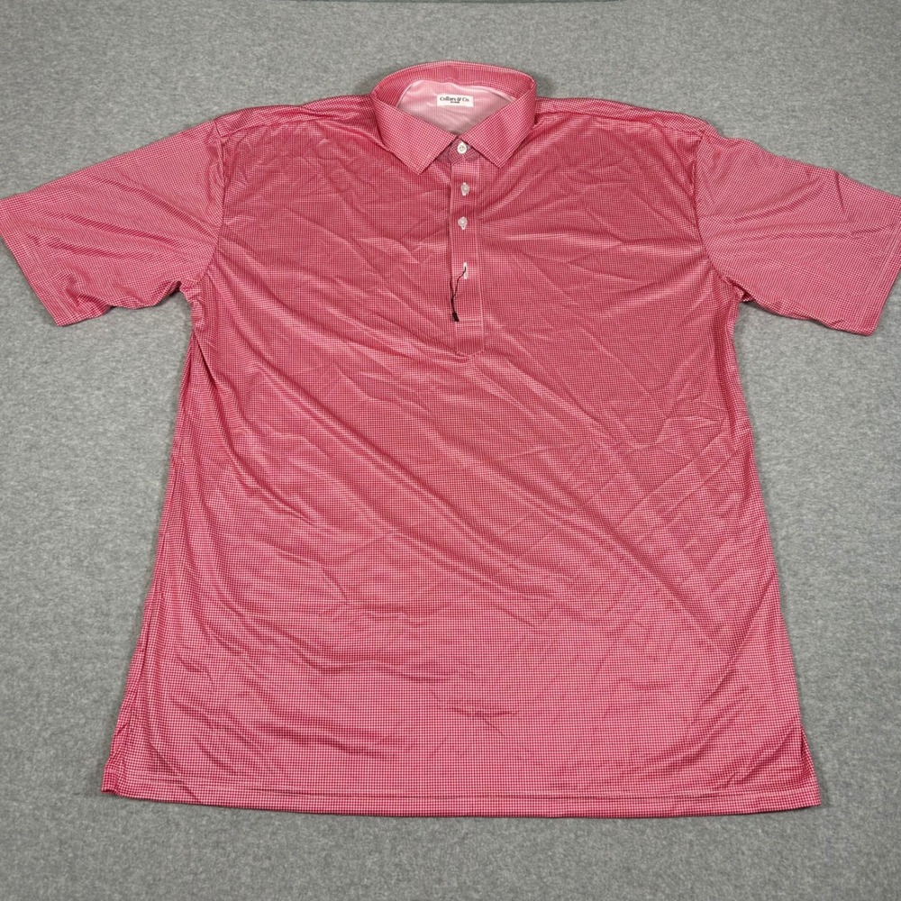 Collars & Co Polo Shirt Mens 3XL Red Gingham Semi Spread Dress Collar NEW NWOT‎ - Picture 2 of 7